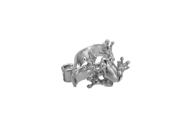 Aretes Broche Rana de Rodio Blanco - ELENA LÓPEZ JOYERÍA