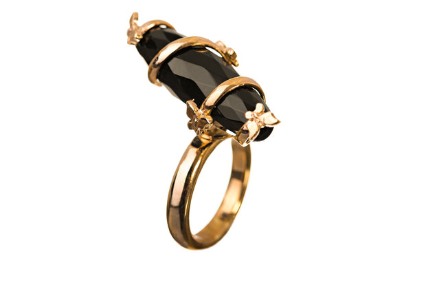 Anillo Ónix Espiral Maripositas Oro - ELENA LÓPEZ JOYERÍA