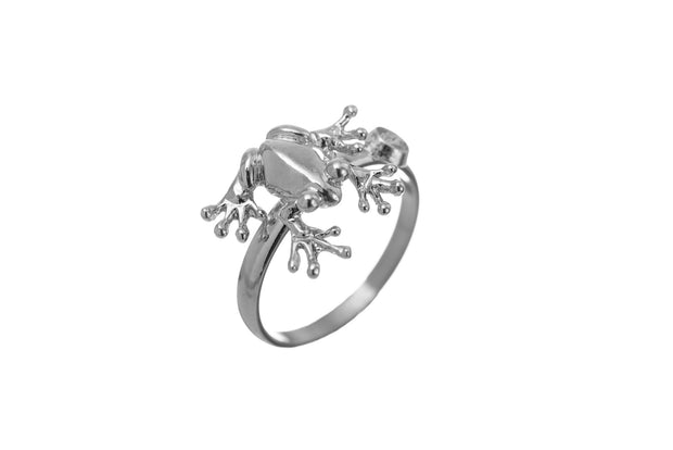 Anillo Mini Rana Rodio Blanco - ELENA LÓPEZ JOYERÍA