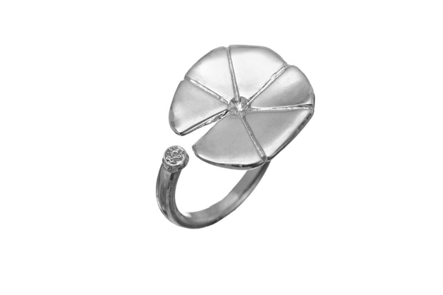 Anillo Nenúfar Chico Rodio Blanco - ELENA LÓPEZ JOYERÍA