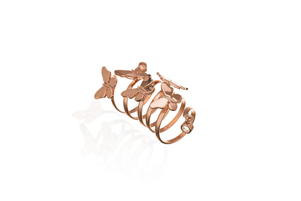 Anillo Espiral 5 Mariposas Oro Rosa - ELENA LÓPEZ JOYERÍA