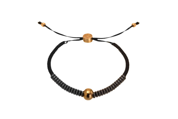 Pulsera Tejida Balín y Hemetita Oro - ELENA LÓPEZ JOYERÍA
