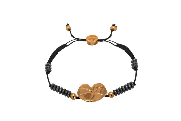 Pulsera Tejida Nenúfar y Hematita Oro - ELENA LÓPEZ JOYERÍA