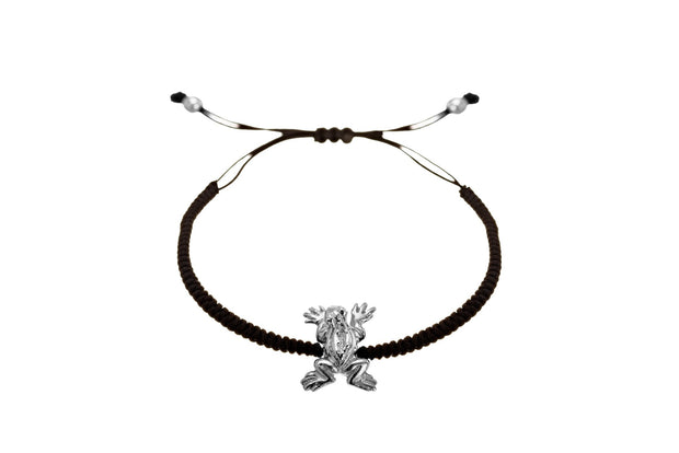 Pulsera Tejida Rana de Rodio Blanco - ELENA LÓPEZ JOYERÍA