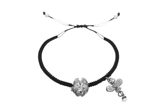 Pulsera Tejida Catarina y Hortensia de Rodio Blanco - ELENA LÓPEZ JOYERÍA