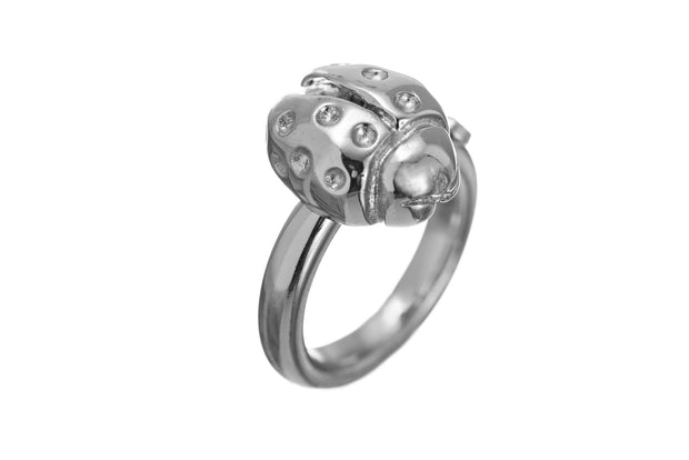 Anillo Catarina Grande Rodio Blanco - ELENA LÓPEZ JOYERÍA