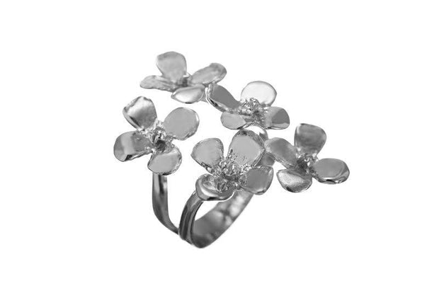 ANILLO 5 HORTENSIAS PLATA PARA MUJER -ELENA LÓPEZ JOYERÍA
