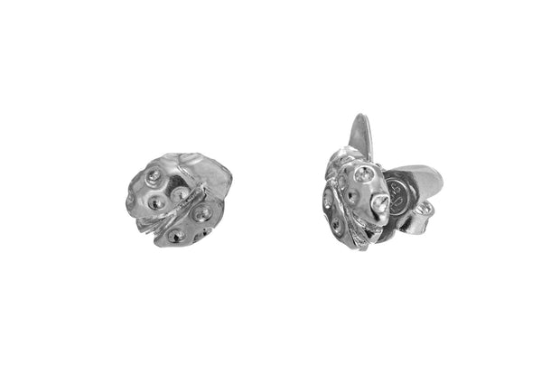 Arete Broquel Catarina de Rodio Blanco - ELENA LÓPEZ JOYERÍA