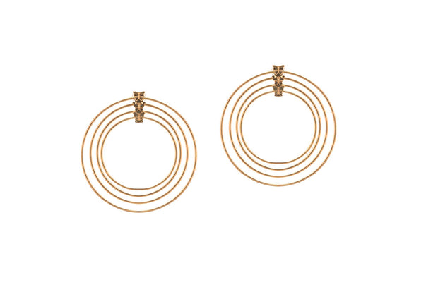 Aretes Arracadas 4 Aros Maripositas Oro - ELENA LÓPEZ JOYERÍA