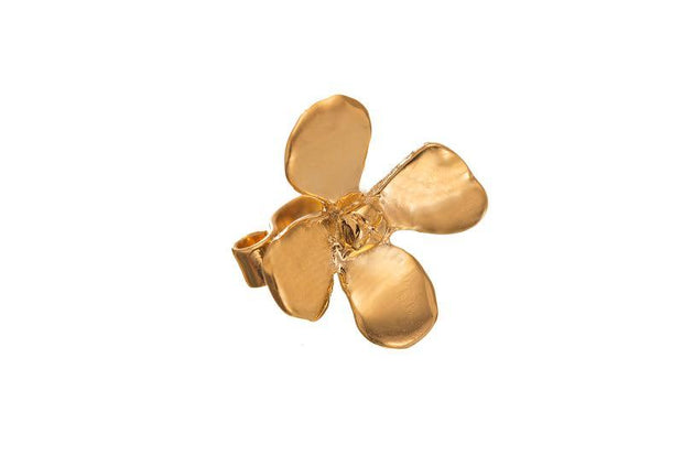 Arete Broche Hortensia Grande Oro - ELENA LÓPEZ JOYERÍA