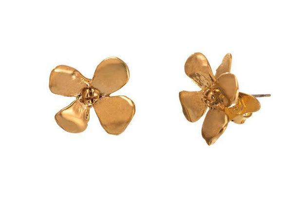 Arete Broquel Hortensia Mediano Oro - ELENA LÓPEZ JOYERÍA