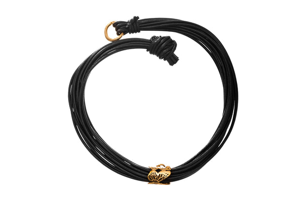 Gargantilla 12 Hilos Piel con Cilindro Monarca Oro - ELENA LÓPEZ JOYERÍA