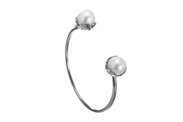 PULSERA ARO MONARCA PERLAS PLATA PARA MUJER -ELENA LÓPEZ JOYERÍA