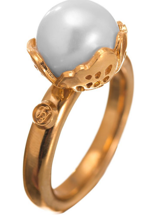 ANILLO MONARCA CON PERLA ORO PARA MUJER -ELENA LÓPEZ JOYERÍA