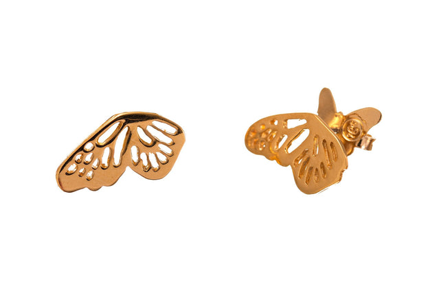 ARETES BROQUEL ALA MONARCA PLATA PARA MUJER -ELENA LÓPEZ JOYERÍA