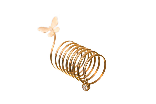 Anillo Espiral y Mariposa Oro