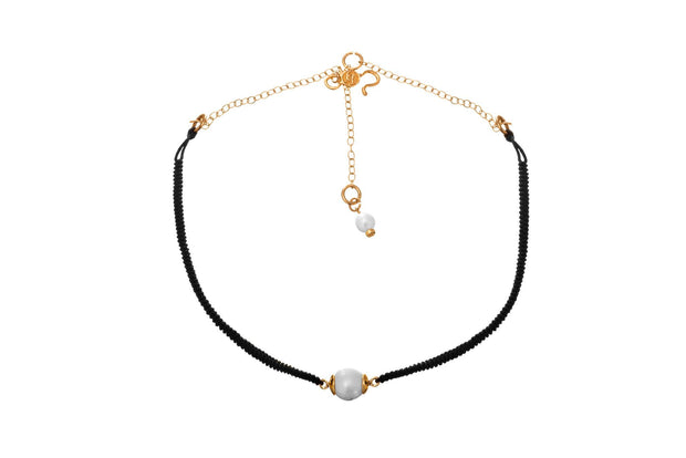 Gargantilla Tejida y Perla Oro - ELENA LÓPEZ JOYERÍA