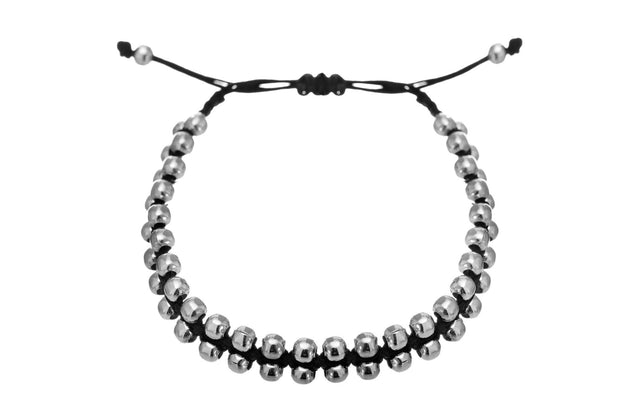 Pulsera Doble Balín Negra de Rodio Blanco - ELENA LÓPEZ JOYERÍA