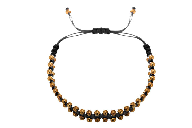 Pulsera Doble Balín Negra Oro - ELENA LÓPEZ JOYERÍA