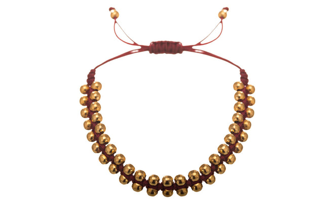 Pulsera Doble Balín Vino Oro - ELENA LÓPEZ JOYERÍA