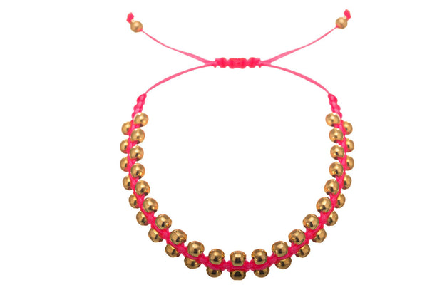 Pulsera Doble Balín Fiusha Oro - ELENA LÓPEZ JOYERÍA