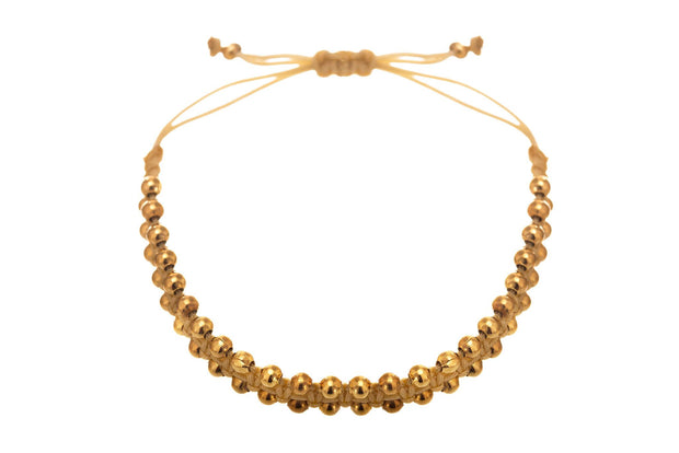 Pulsera Doble Balín Beige Oro - ELENA LÓPEZ JOYERÍA