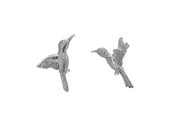 Arete Colibrí de Rodio Blanco - ELENA LÓPEZ JOYERÍA