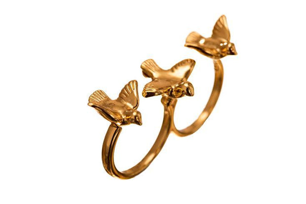 Anillo Doble 3 Palomas Oro - ELENA LÓPEZ JOYERÍA