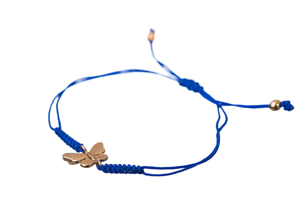 Pulsera Hilo Azul y Mariposita Oro - ELENA LÓPEZ JOYERÍA