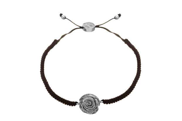 Pulsera Tejida Rosa de Rodio Blanco - ELENA LÓPEZ JOYERÍA