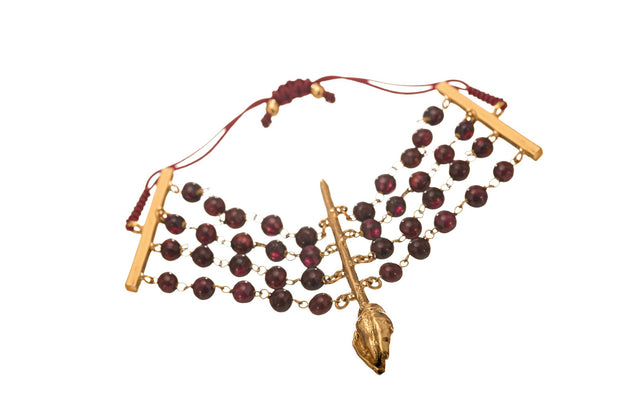 Pulsera Botón con Granate Oro - ELENA LÓPEZ JOYERÍA