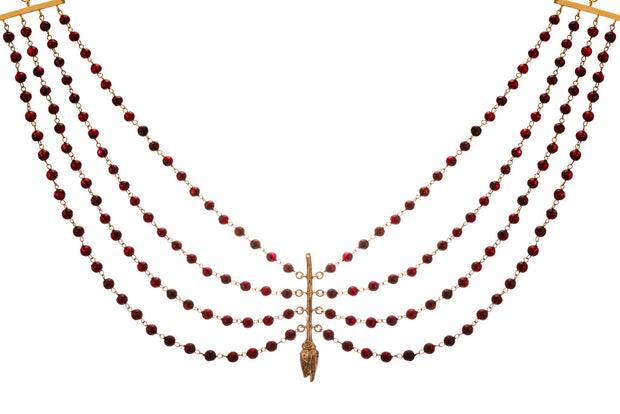 Collar Botón Rosa y Granate Oro - ELENA LÓPEZ JOYERÍA