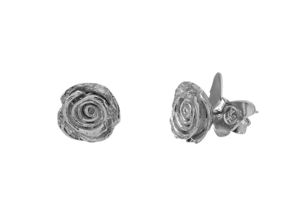 Arete Broquel Rosa de Rodio Blanco - ELENA LÓPEZ JOYERÍA