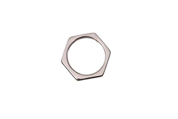 Anillo Hexágono Rodio Blanco - ELENA LÓPEZ JOYERÍA