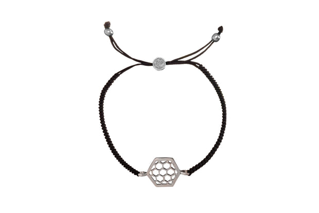 Pulsera Colmena Tejida de Rodio Blanco - ELENA LÓPEZ JOYERÍA