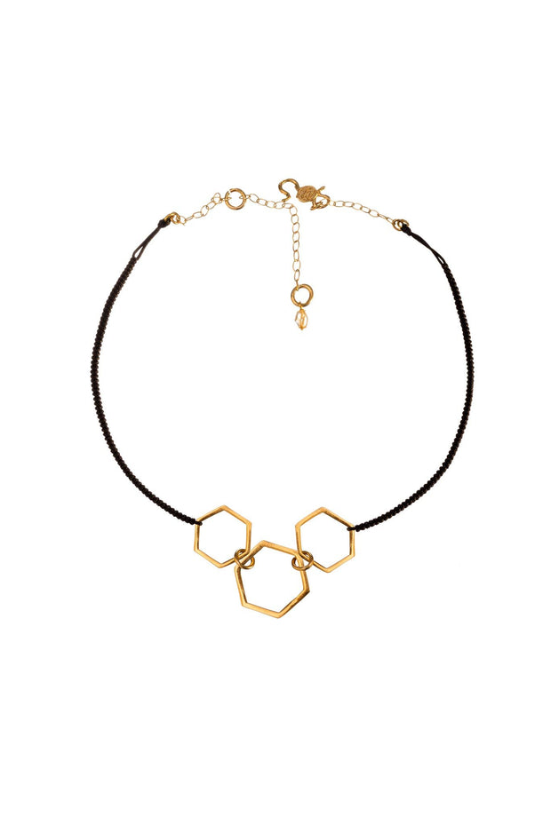 Gargantilla Tres Hexágonos Oro - ELENA LÓPEZ JOYERÍA