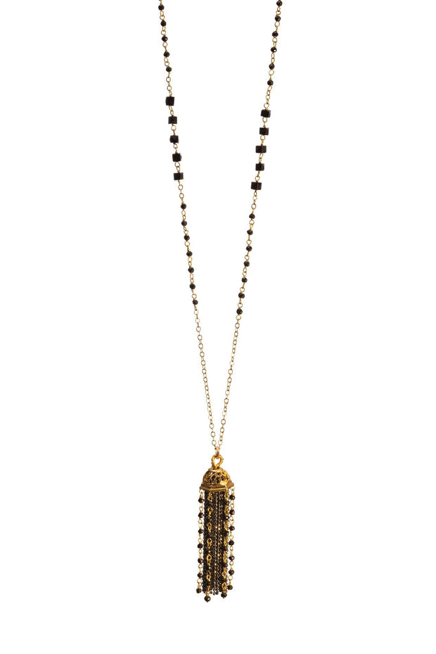 Collar Media Esfera Mota con Espinelas Oro - ELENA LÓPEZ JOYERÍA