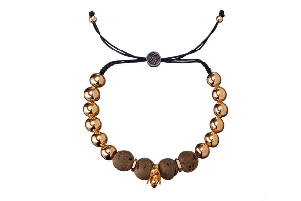Pulsera de Abeja con Pirita Café Oro - ELENA LÓPEZ JOYERÍA