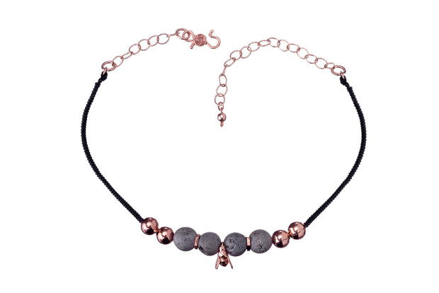 Gargantilla de Abeja con Pirita Gris Oro Rosa - ELENA LÓPEZ JOYERÍA