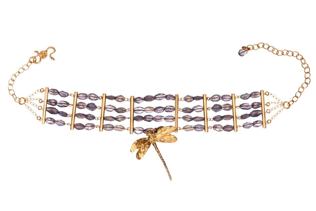 Gargantilla de Libélula con Labradorita Oro - ELENA LÓPEZ JOYERÍA