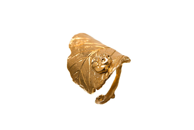 Anillo Hoja y Catarina Oro - ELENA LÓPEZ JOYERÍA