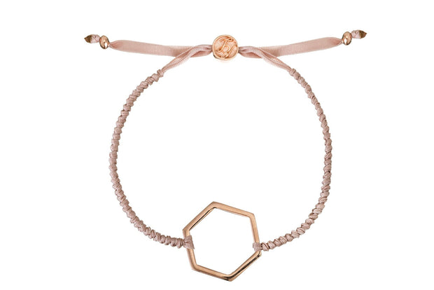 Pulsera Hexagono Tejida Rosa Oro Rosa - ELENA LÓPEZ JOYERÍA