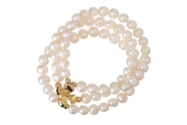 PULSERA HORT 3 HILOS PERLAS ORO PARA MUJER -ELENA LÓPEZ JOYERÍA