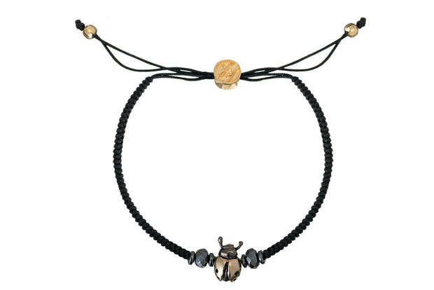 Pulsera Tejida con Hematita y Catarian Oro con Rodio Negro - ELENA LÓPEZ JOYERÍA