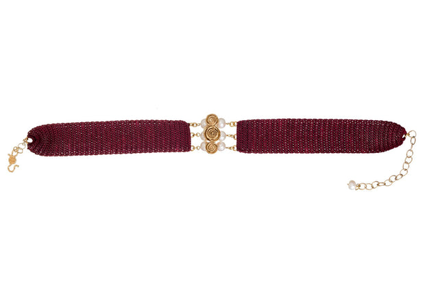 Gargantilla Barra de Rosas Vino Oro - ELENA LÓPEZ JOYERÍA