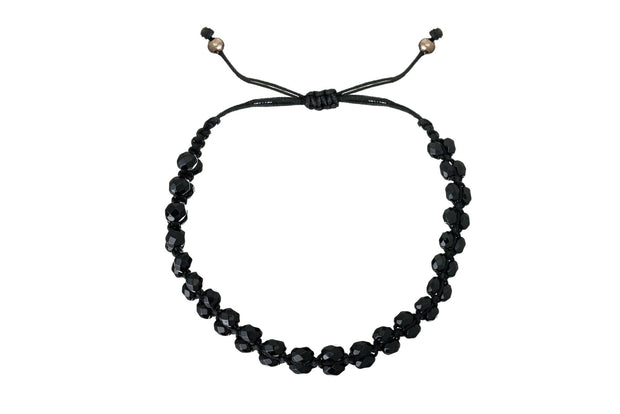 Pulsera Tejida Doble Onix de Rodio Negro - ELENA LÓPEZ JOYERÍA