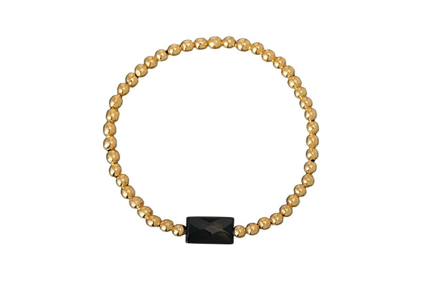 Pulsera Piedra Cuadrada con Balín Oro - ELENA LÓPEZ JOYERÍA