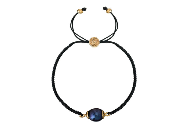 Pulsera Tejida Perla Oro - ELENA LÓPEZ JOYERÍA