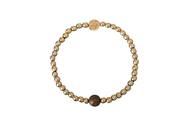 Pulsera Piedra Redonda con Balín Oro - ELENA LÓPEZ JOYERÍA