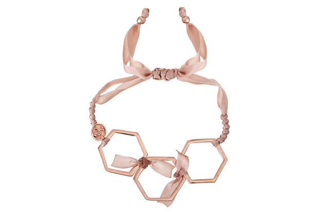 Pulsera 3 Hexagonos Oro Rosa - ELENA LÓPEZ JOYERÍA